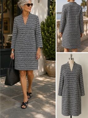 Ellie Kai Geometric Wrinkle Resistant Shift Dress Travel Ready Sz 14 💚🎀